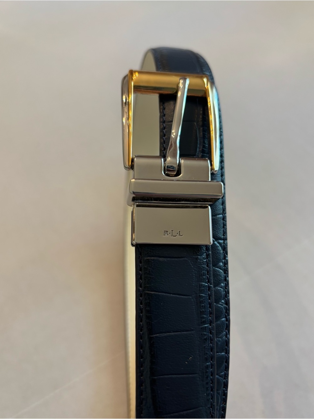 Lauren Ralph Lauren Blue Croc Embossed Women's Belt Size M